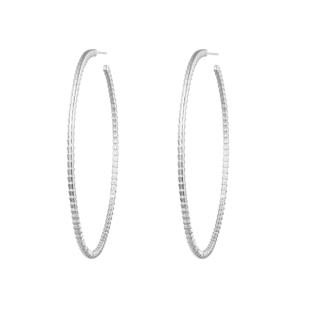 Dalasini Isiro Sterling Silver Vertebrae 3 Inch Hoops Front