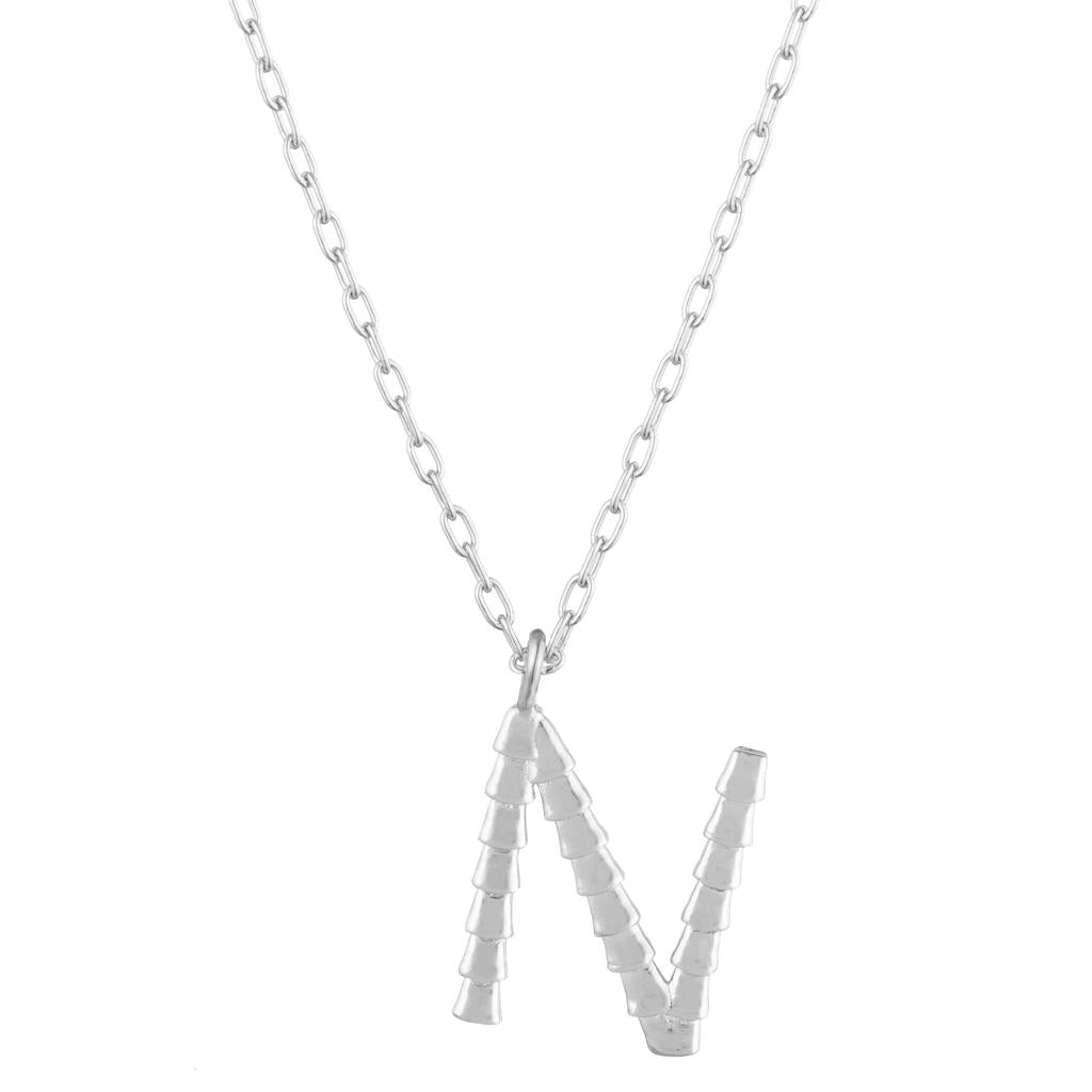 Dalasini Isiro Sterling Silver Vertebrae Charm Letter N