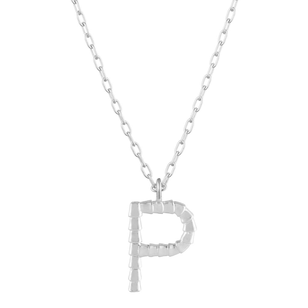 Dalasini Isiro Sterling Silver Vertebrae Charm Letter P