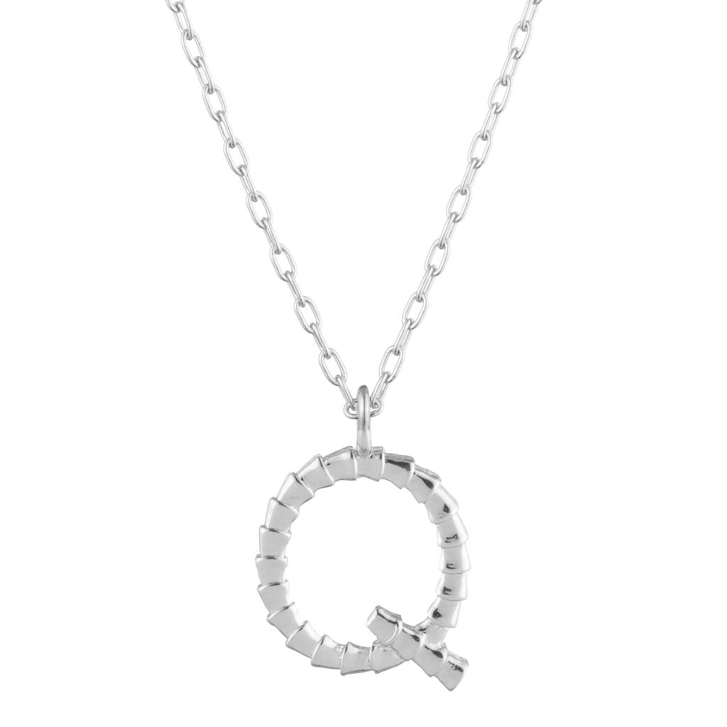Dalasini Isiro Sterling Silver Vertebrae Charm Letter Q