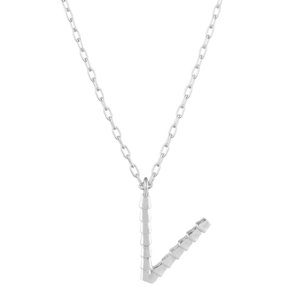 Dalasini Isiro Sterling Silver Vertebrae Charm Letter V