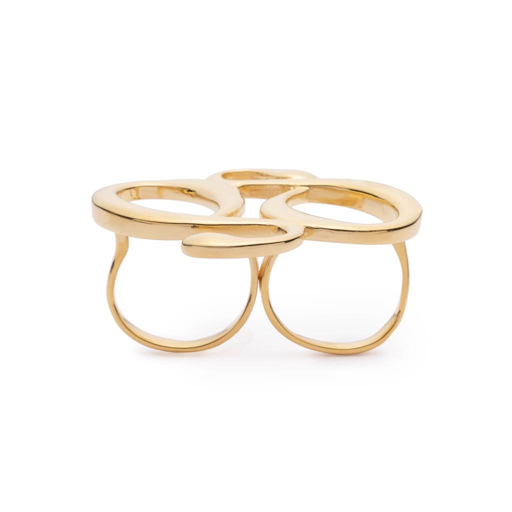 Dalasini Monogram Gold Double Ring Front