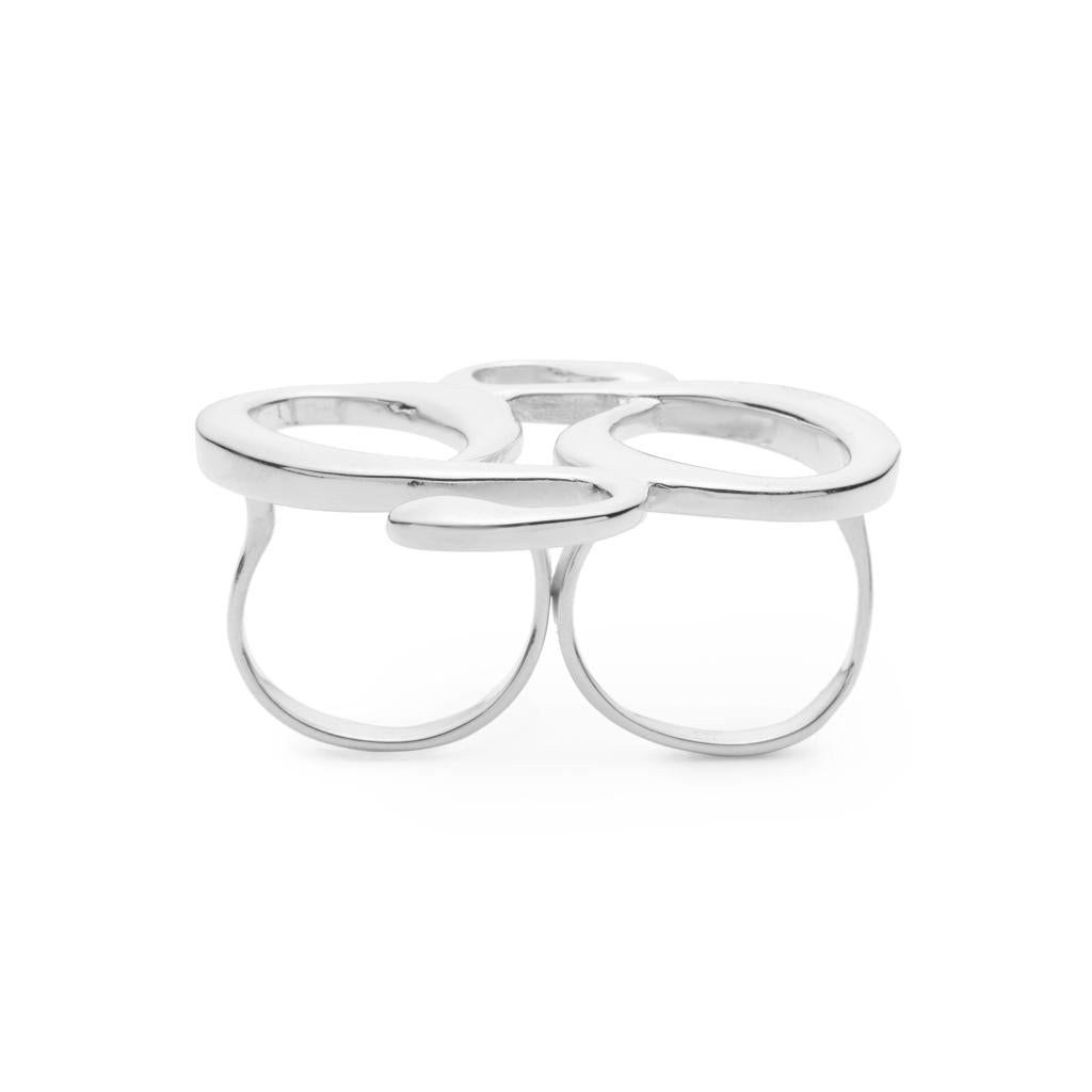 Dalasini Monogram Sterling Silver Double Ring Front
