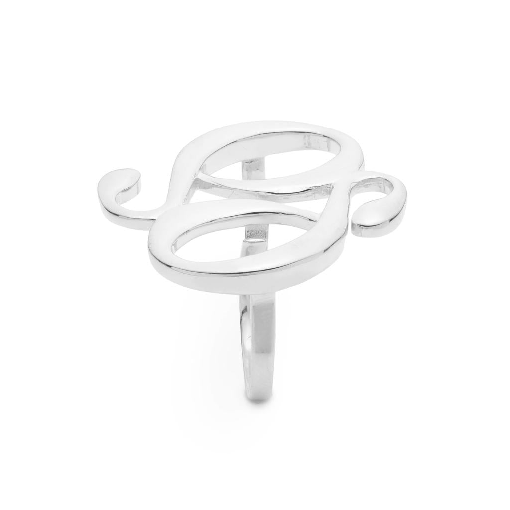 Dalasini Monogram Sterling Silver Double Ring Side
