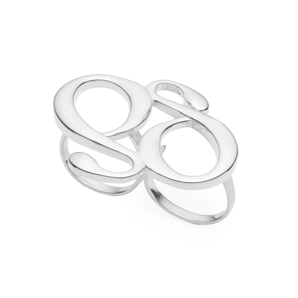 Dalasini Monogram Sterling Silver Double Ring Top