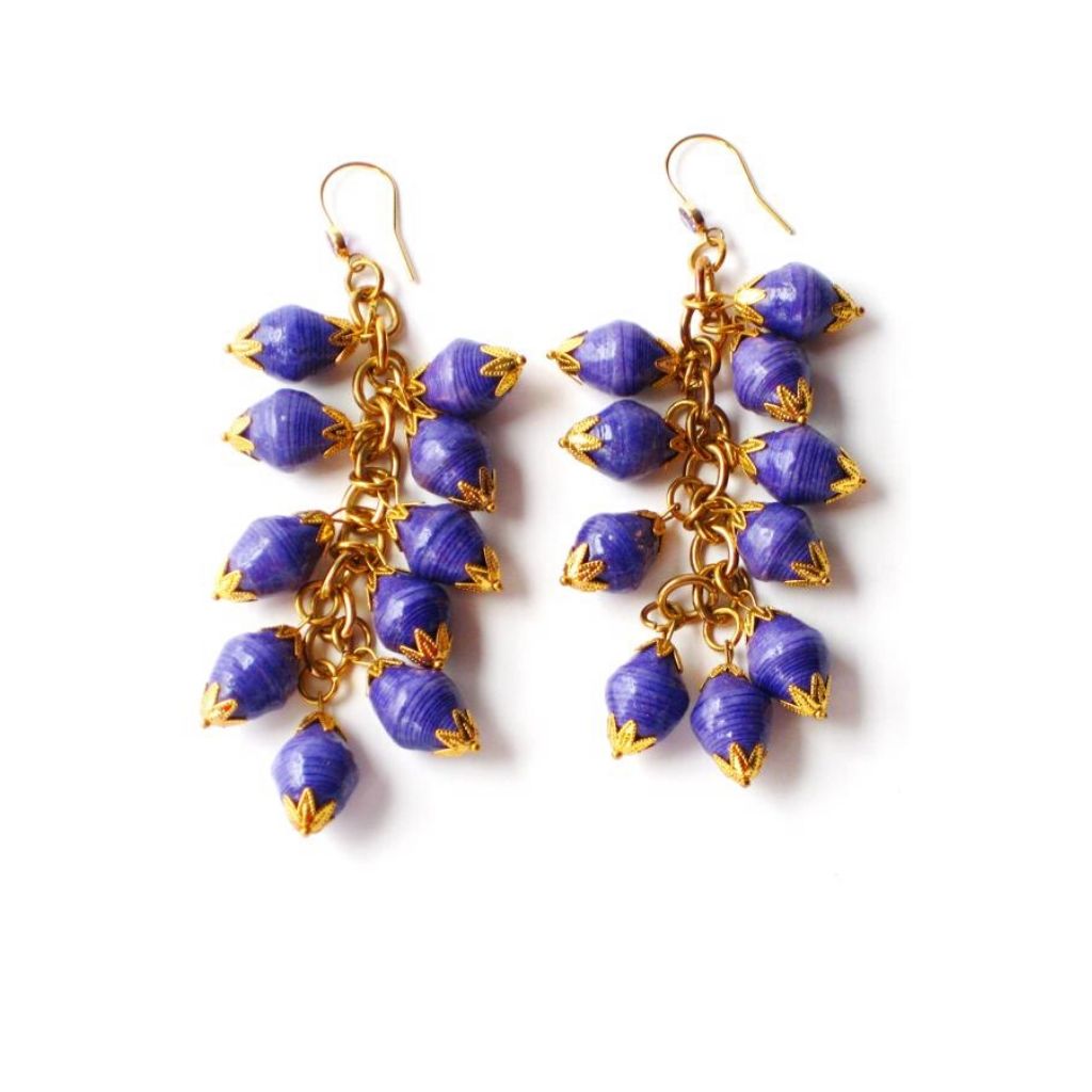 Dalasini Nairobi Purple Amethyst and Paper Bead Earrings Top