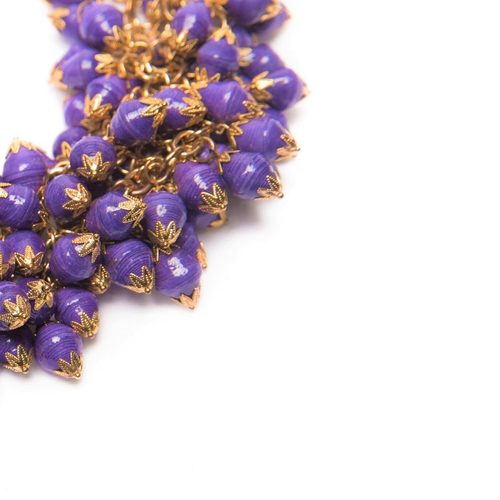 Dalasini Nairobi Purple Paper Bead Necklace Close Up