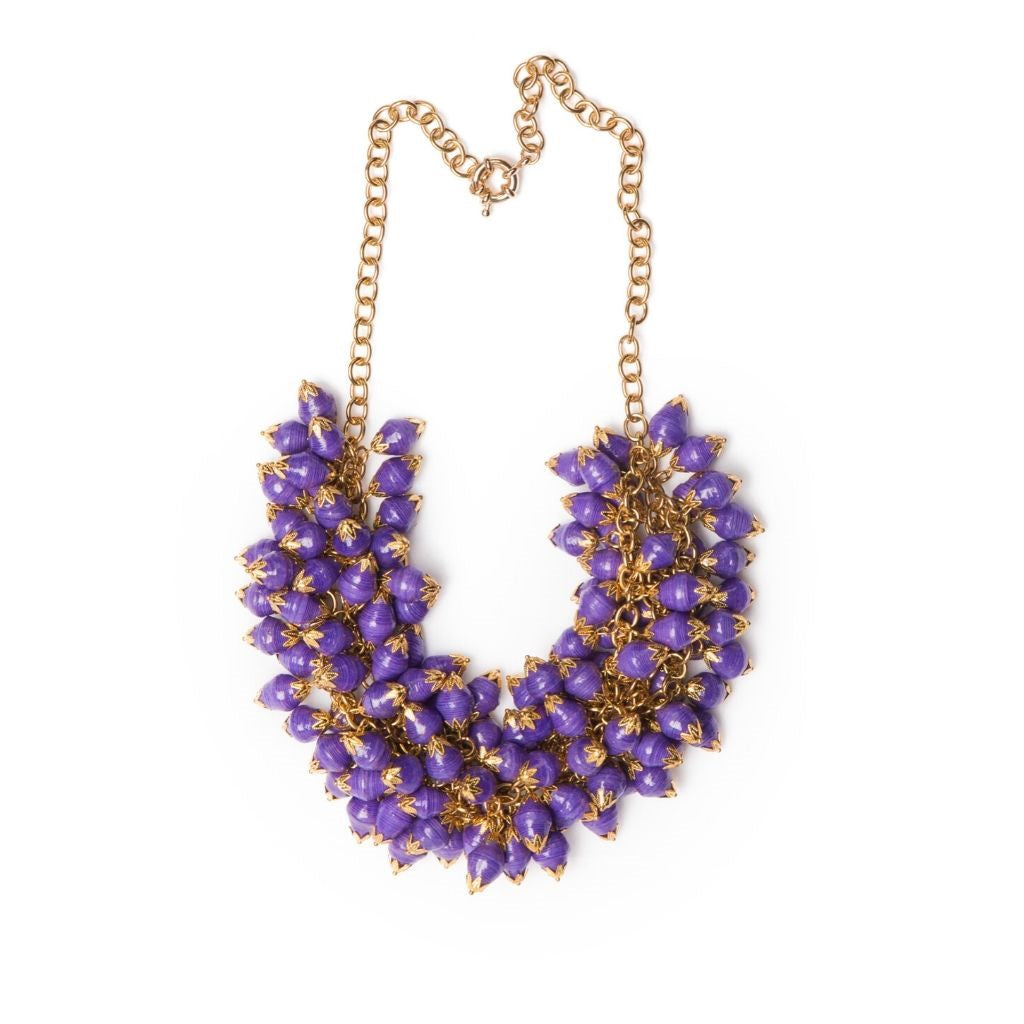 Dalasini Nairobi Purple Paper Bead Necklace Close Up