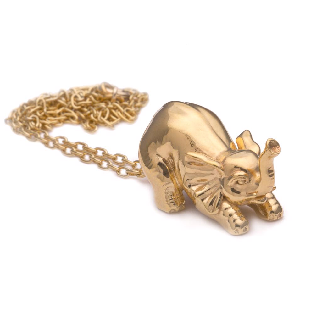 Dalasini Selous Gold Elephant Pendant Necklace Angle