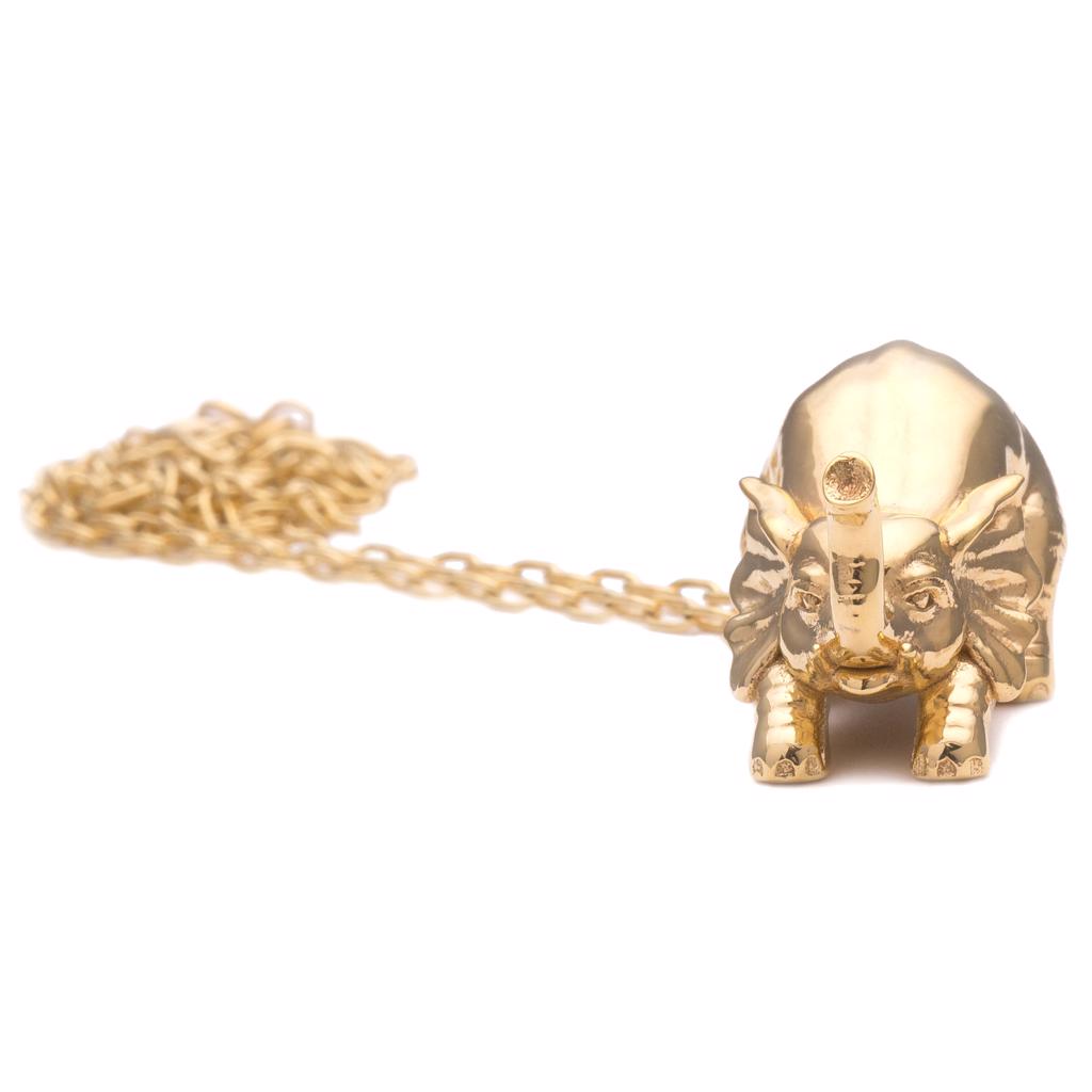 Dalasini Selous Gold Elephant Pendant Necklace Front