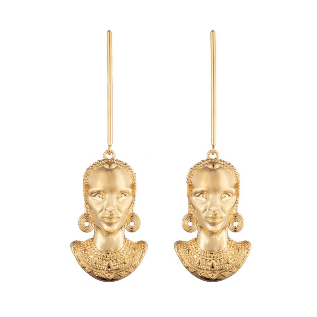 Dalasini Turkana Gold Maasai Earrings Front