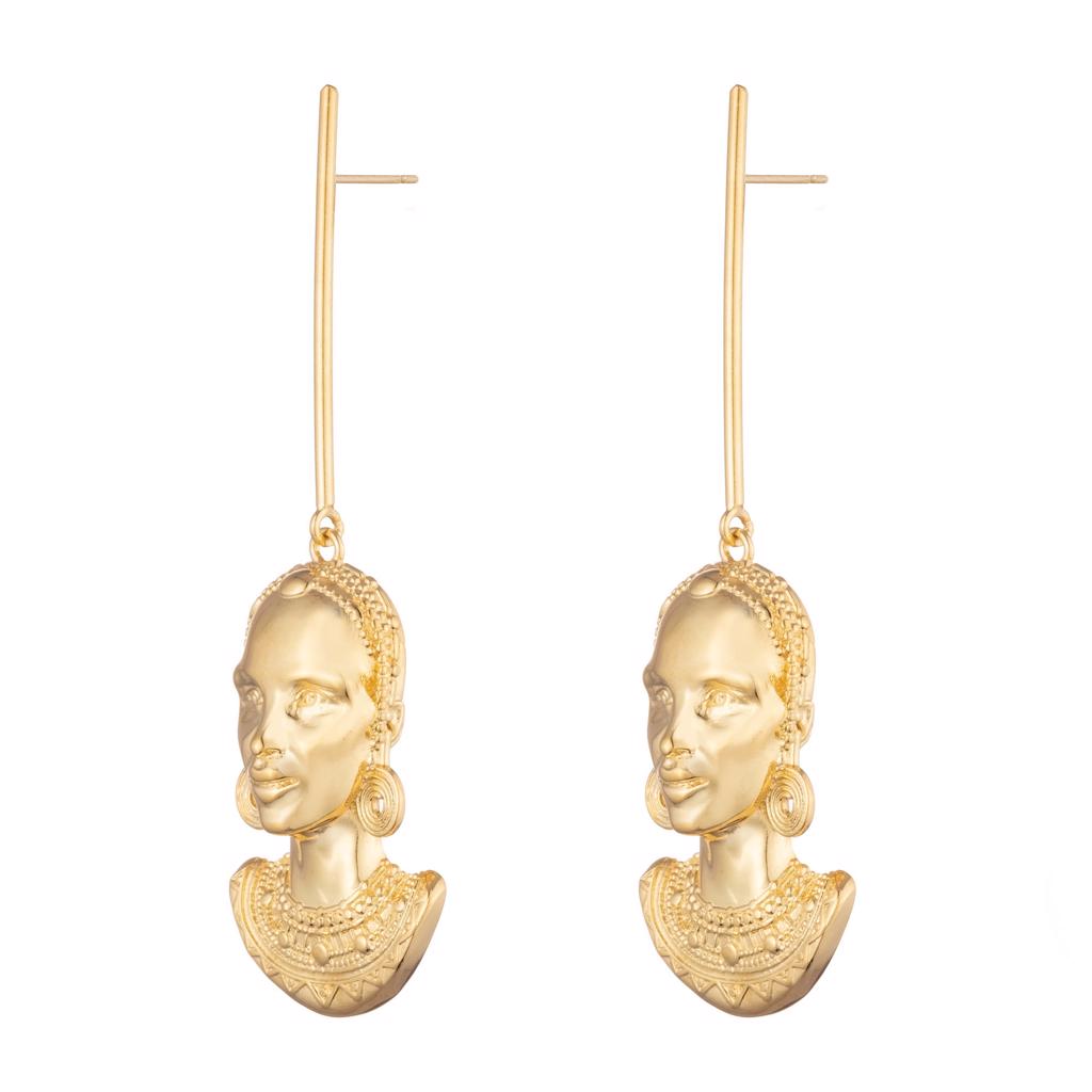 Dalasini Turkana Gold Maasai Earrings Front