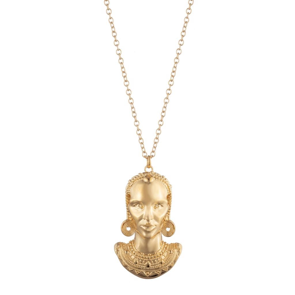 Dalasini Turkana Gold Maasai Pendant Necklace