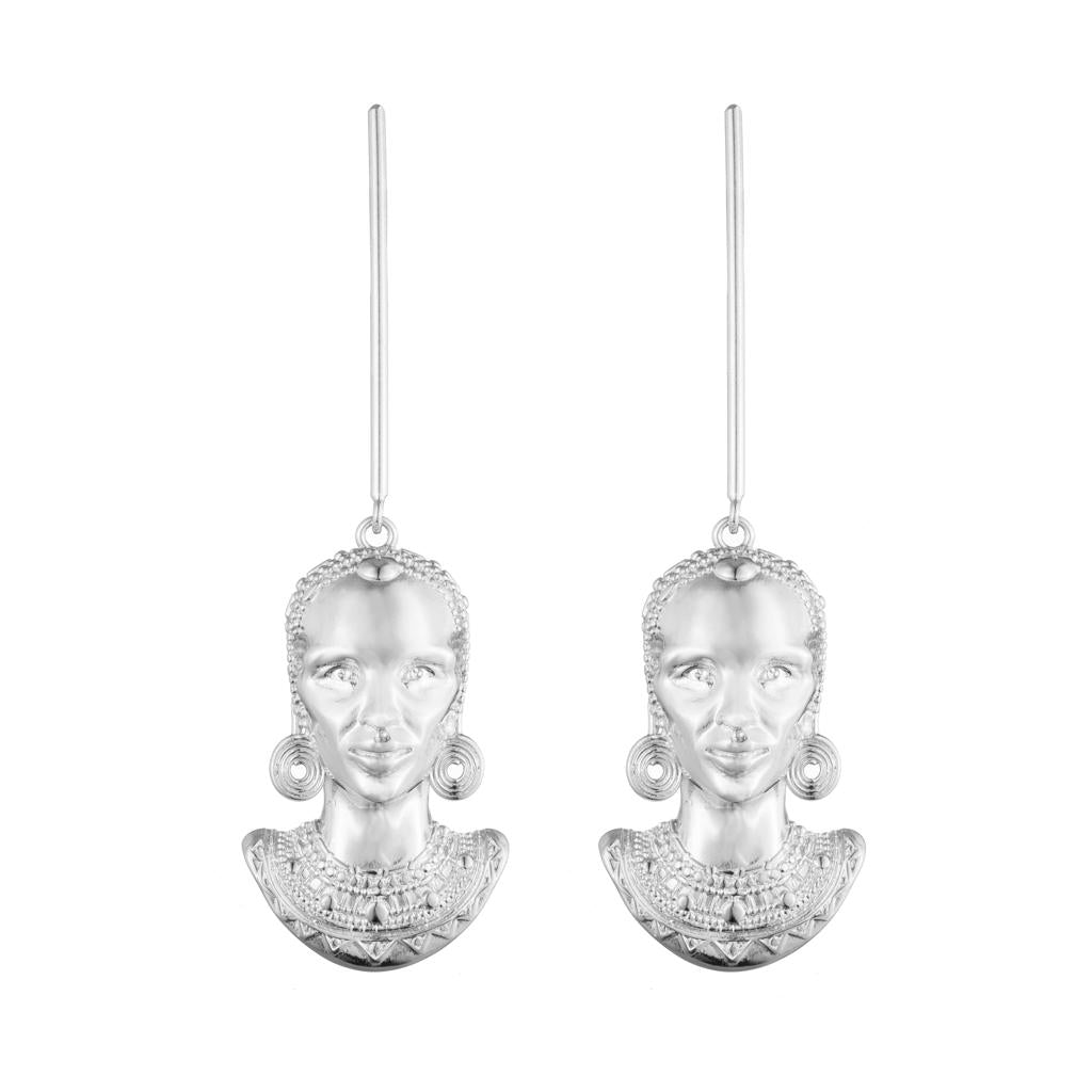 Dalasini Turkana Sterling Silver Maasai Earrings Front
